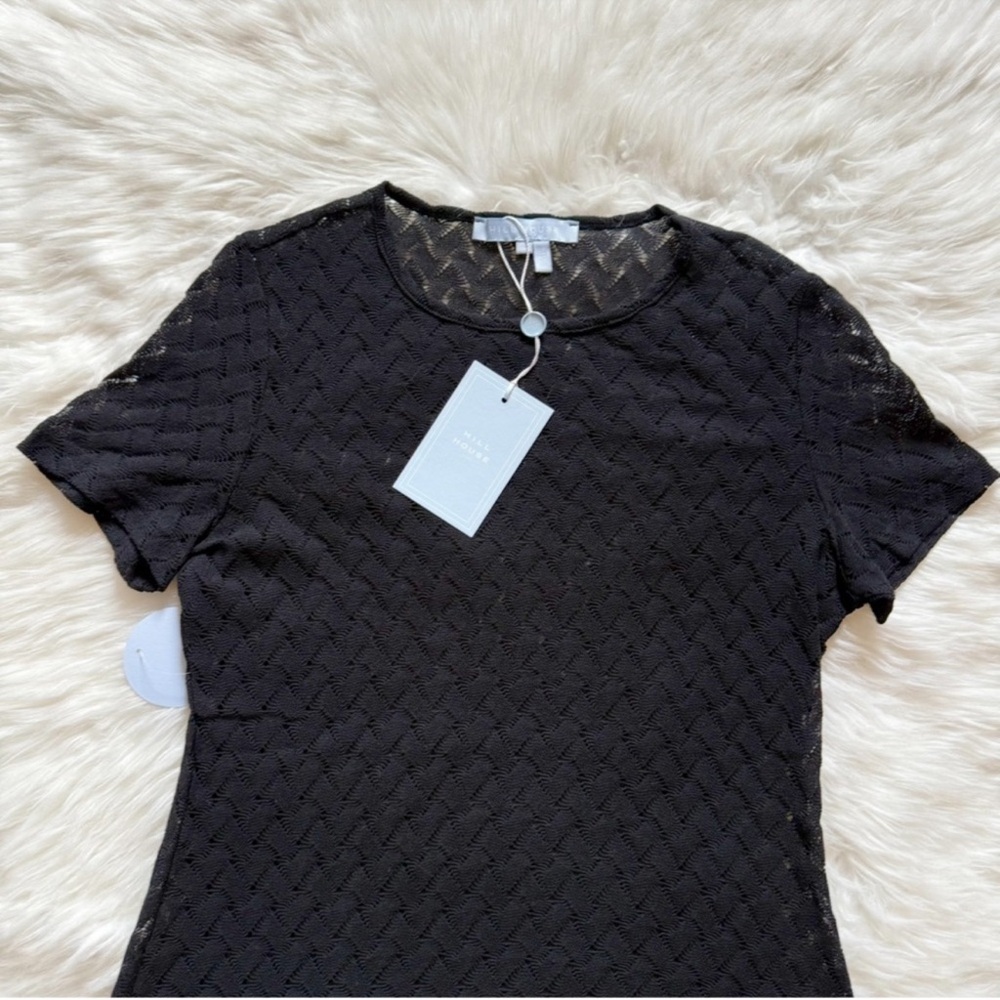 New! Hill House The Palma Raschel Knit Crochet Mini Dress Coverup in Black - Picture 4 of 7